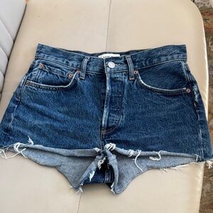 AGOLDE Parker Cutoff High-Rise Denim Shorts in Chapter (Dark Blue)